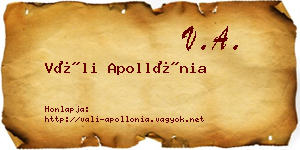 Váli Apollónia névjegykártya